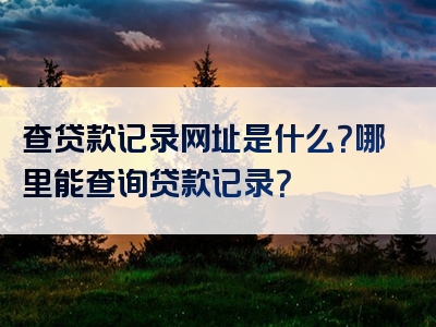 查贷款记录网址是什么？哪里能查询贷款记录？