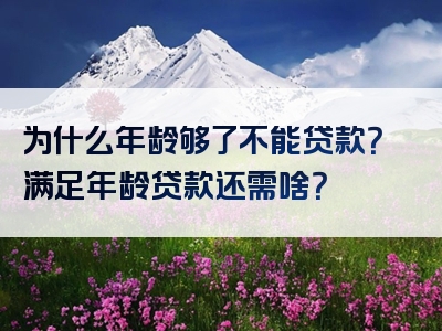 为什么年龄够了不能贷款？满足年龄贷款还需啥？