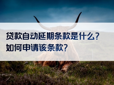 贷款自动延期条款是什么？如何申请该条款？