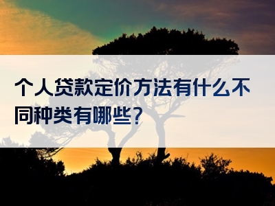 个人贷款定价方法有什么不同种类有哪些？