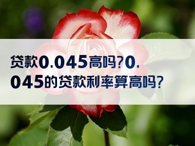 贷款0.045高吗？0.045的贷款利率算高吗？