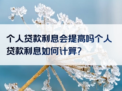 个人贷款利息会提高吗个人贷款利息如何计算？