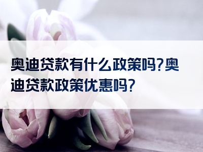 奥迪贷款有什么政策吗？奥迪贷款政策优惠吗？