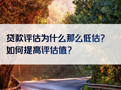 贷款评估为什么那么低估？如何提高评估值？