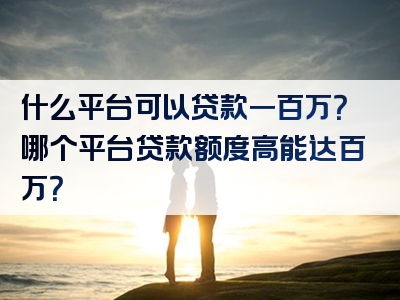 什么平台可以贷款一百万？哪个平台贷款额度高能达百万？