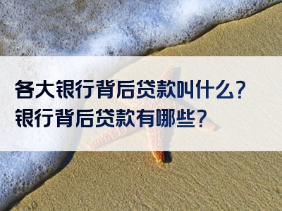 各大银行背后贷款叫什么？银行背后贷款有哪些？