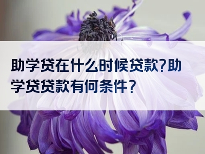 助学贷在什么时候贷款？助学贷贷款有何条件？