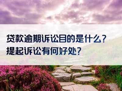 贷款逾期诉讼目的是什么？提起诉讼有何好处？