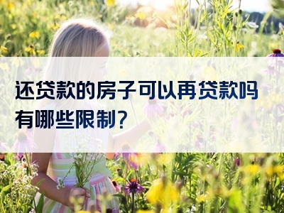 还贷款的房子可以再贷款吗有哪些限制？