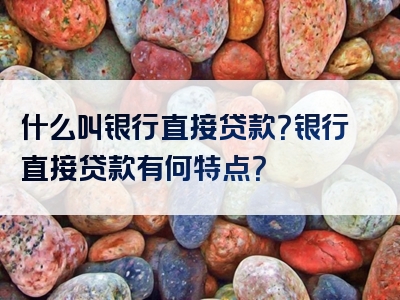 什么叫银行直接贷款？银行直接贷款有何特点？