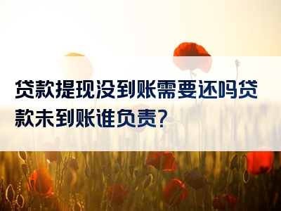 贷款提现没到账需要还吗贷款未到账谁负责？