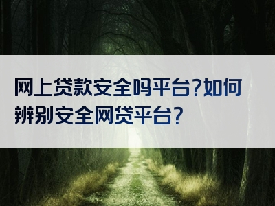 网上贷款安全吗平台？如何辨别安全网贷平台？