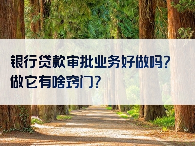 银行贷款审批业务好做吗？做它有啥窍门？