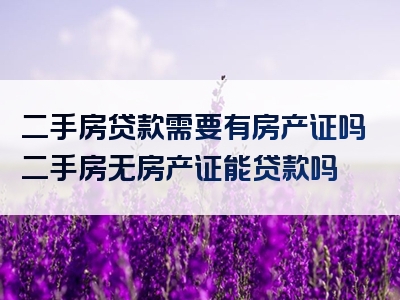 二手房贷款需要有房产证吗二手房无房产证能贷款吗