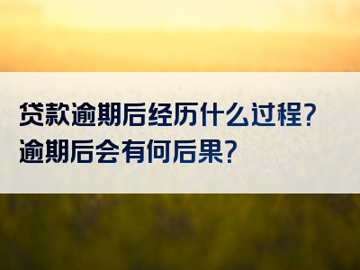 贷款逾期后经历什么过程？逾期后会有何后果？