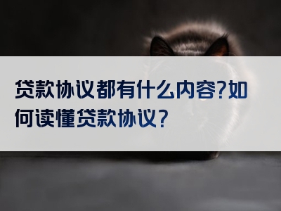 贷款协议都有什么内容？如何读懂贷款协议？