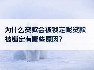 为什么贷款会被锁定呢贷款被锁定有哪些原因？