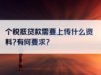 个税抵贷款需要上传什么资料？有何要求？