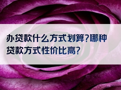 办贷款什么方式划算？哪种贷款方式性价比高？