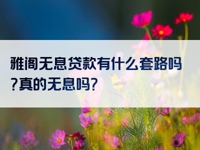 雅阁无息贷款有什么套路吗？真的无息吗？