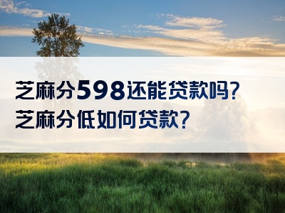 芝麻分598还能贷款吗？芝麻分低如何贷款？