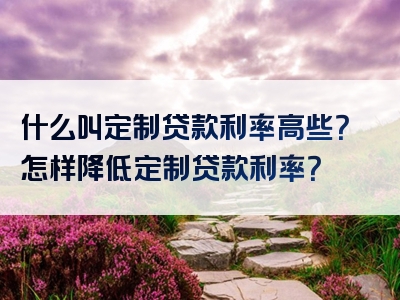 什么叫定制贷款利率高些？怎样降低定制贷款利率？