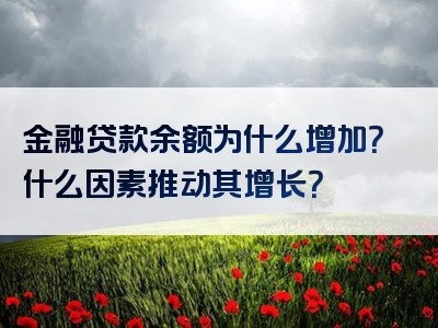 金融贷款余额为什么增加？什么因素推动其增长？