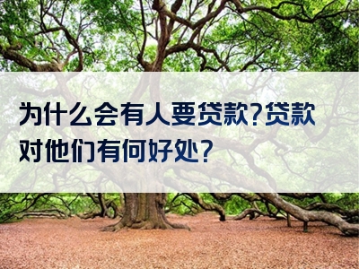 为什么会有人要贷款？贷款对他们有何好处？