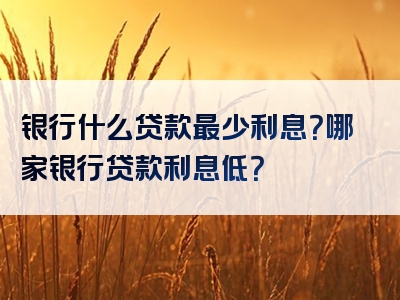 银行什么贷款最少利息？哪家银行贷款利息低？