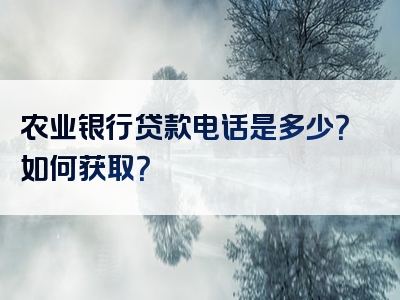 农业银行贷款电话是多少？如何获取？