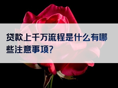 贷款上千万流程是什么有哪些注意事项？