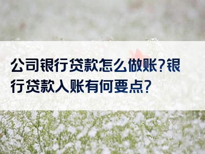 公司银行贷款怎么做账？银行贷款入账有何要点？