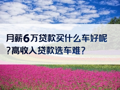 月薪6万贷款买什么车好呢？高收入贷款选车难？