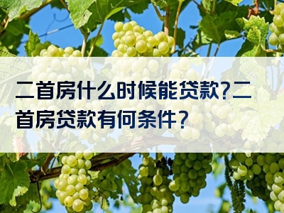 二首房什么时候能贷款？二首房贷款有何条件？