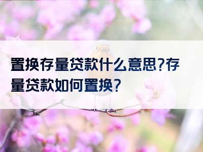 置换存量贷款什么意思？存量贷款如何置换？