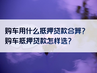 购车用什么抵押贷款合算？购车抵押贷款怎样选？