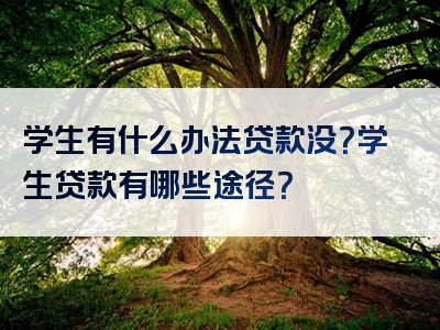 学生有什么办法贷款没？学生贷款有哪些途径？