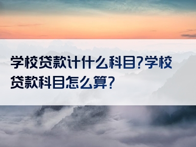 学校贷款计什么科目？学校贷款科目怎么算？