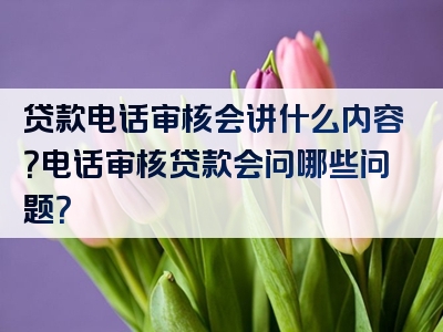 贷款电话审核会讲什么内容？电话审核贷款会问哪些问题？