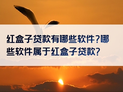 红盒子贷款有哪些软件？哪些软件属于红盒子贷款？