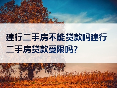 建行二手房不能贷款吗建行二手房贷款受限吗？