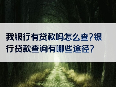 我银行有贷款吗怎么查？银行贷款查询有哪些途径？