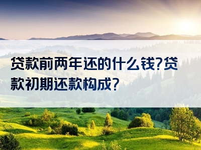 贷款前两年还的什么钱？贷款初期还款构成？