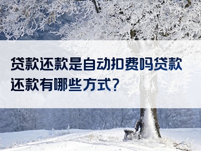 贷款还款是自动扣费吗贷款还款有哪些方式？