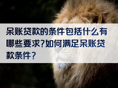 呆账贷款的条件包括什么有哪些要求？如何满足呆账贷款条件？