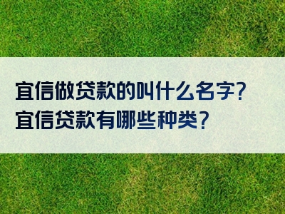 宜信做贷款的叫什么名字？宜信贷款有哪些种类？