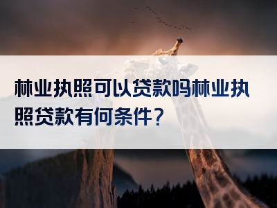 林业执照可以贷款吗林业执照贷款有何条件？