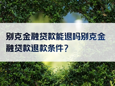 别克金融贷款能退吗别克金融贷款退款条件？