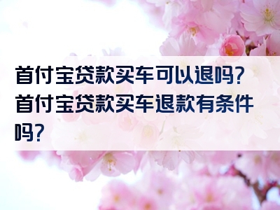 首付宝贷款买车可以退吗？首付宝贷款买车退款有条件吗？