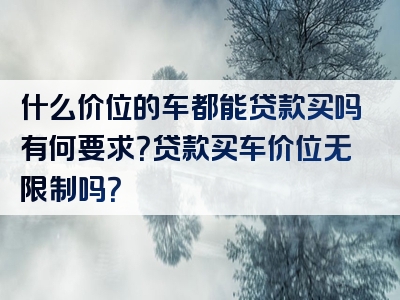 什么价位的车都能贷款买吗有何要求？贷款买车价位无限制吗？